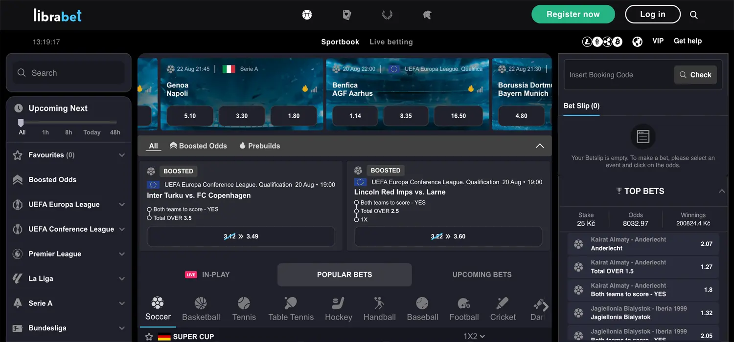 Conto scommesse senza documenti su Librabet, con il palinsesto e le quote in evidenza
